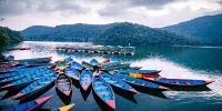 Boats in Phewa Lake in Pokhara