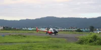 Helicopter flying from Pokhara to ABC